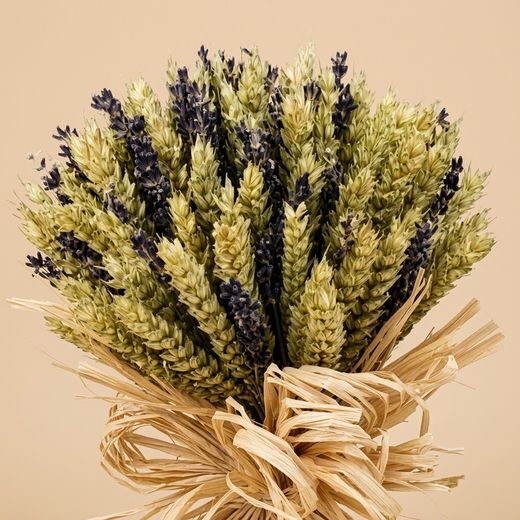 Centro Espigas Naturales con Lavanda Bajo