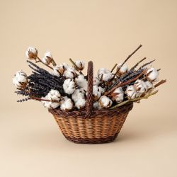 Cesta con Algodón y Lavanda