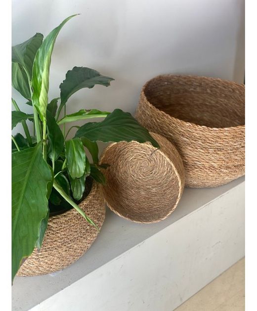 CESTA MACETA DE YUTE NATURAL REDONDO "PATIL Set 3 uds.