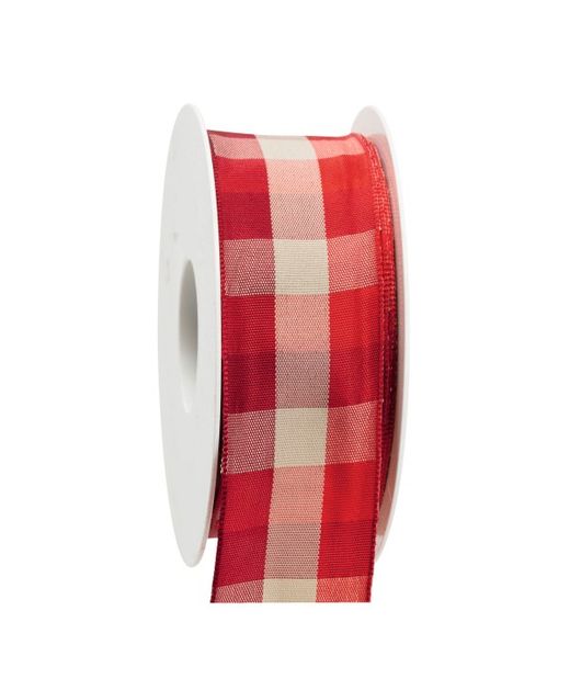 Cinta de Cuadros "Caracas" Rojo Crema Y Granate 40Mm. X 20Mts.