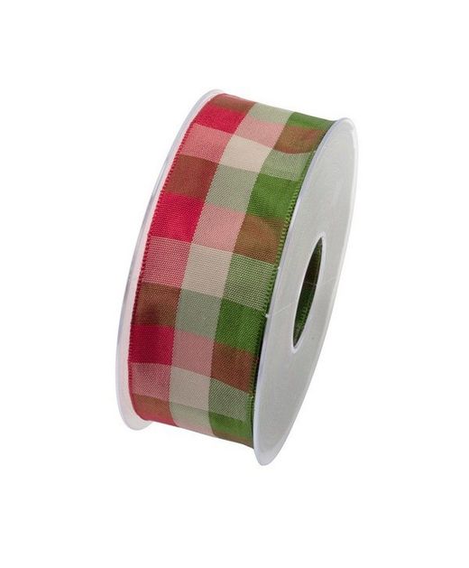 Cinta de Cuadros "Caracas" Rojo Crema Y Verde 40Mm. X 20Mts.