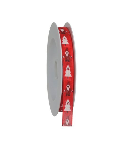 Cinta de Navidad Abetos Y Papá Noel Rojo Y Blanco 15Mm. X 18Mts.