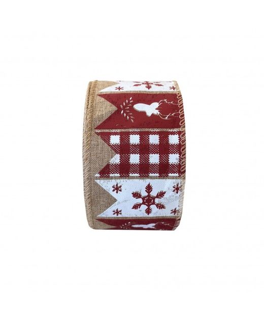 Cinta de Navidad Cenefa Granate Y Blanca 63Mm. X 13,71Mts.