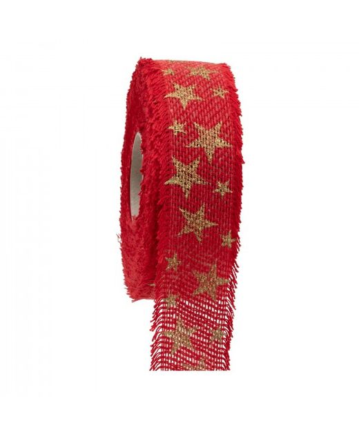 Cinta de Navidad Estrella "Big Star" Roja Y Oro Glitter 40Mm. X 15Mts.