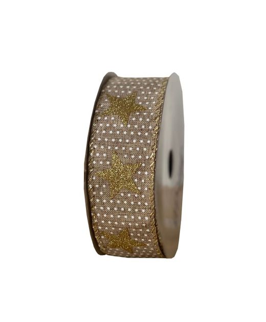 Cinta de Navidad Estrella Glitter Oro 40Mm. X 15Yds.