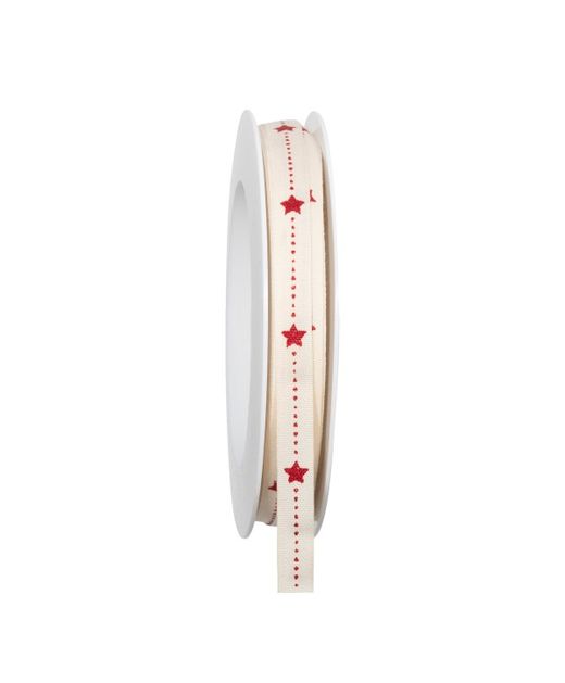 Cinta de Navidad Estrella "Mini Star" Crema Y Rojo 10Mm. X 20Mts.