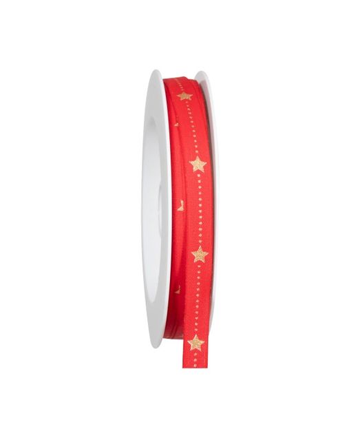 Cinta de Navidad Estrella "Mini Star" Roja Y Oro 10Mm. X 20Mts.