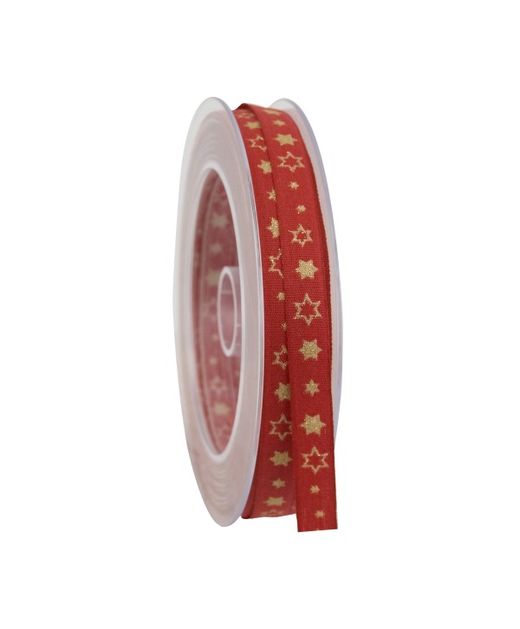 Cinta de Navidad Estrella Oro Glitter Y Roja 10Mm. X 20Mts.