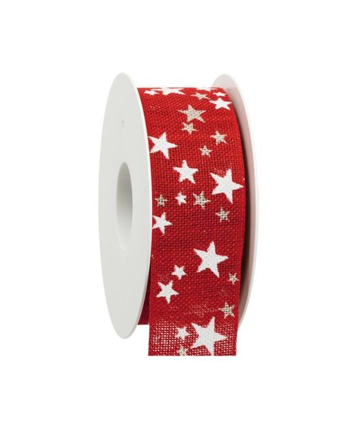 Cinta de Navidad Estrella Saco Rojo Y Blanco 40Mm. X 15Mts.
