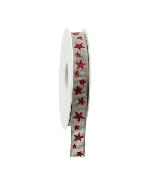 Cinta de Navidad Estrella "Star" Gris Y Rojo 15Mm. X 20Mts.