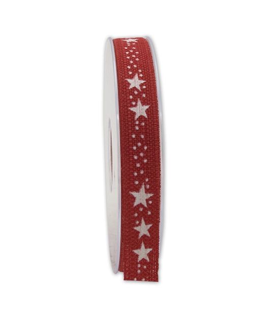 Cinta de Navidad Estrella Y Punto Blanco Y Rojo 15Mm. X 20Mts.