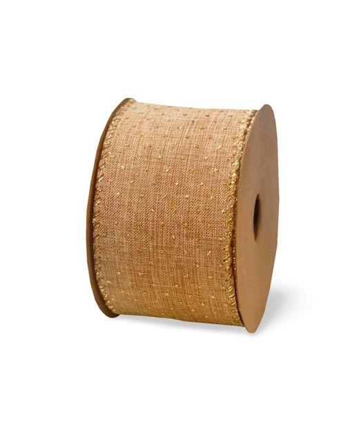 Cinta de Navidad Saco Con Topos Oro Natural 60Mm. X 10Mts.