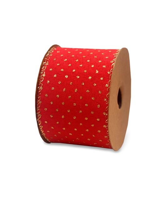 Cinta de Navidad Saco Con Topos Oro Roja 60Mm. X 10Mts.