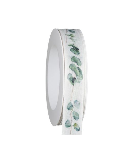 Cinta Textil "Eucalyptus" Blanca Y Verde 25Mm. X 20Mts.