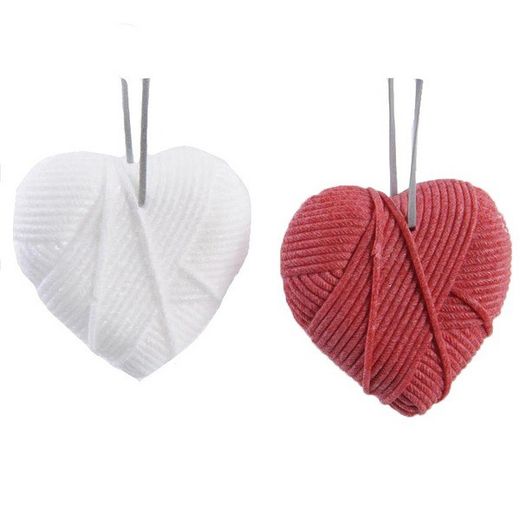 Colgante Corazón De Vela Blanco Y Rojo Ø8,5Cm. (Set 2U.)