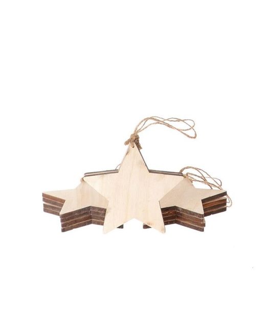 Colgante de Estrella de Madera Natural Ø10Cm. X H7Mm. (10U.)