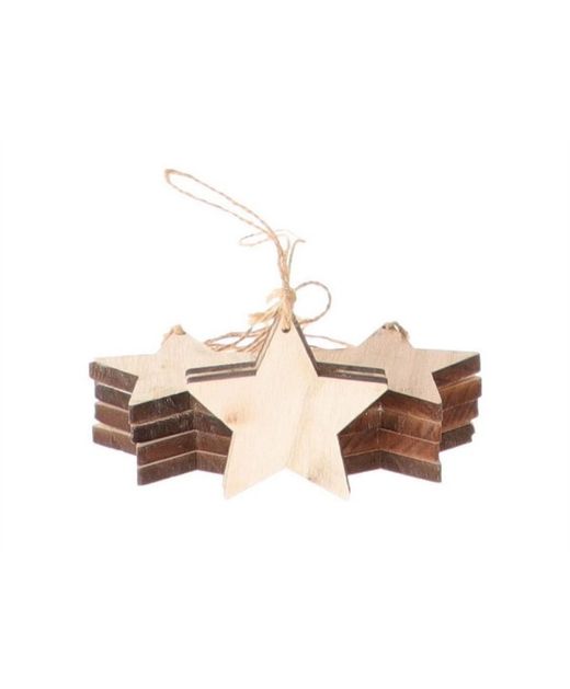 Colgante de Estrella de Madera Natural Ø15Cm. X H7Mm. (10U.)