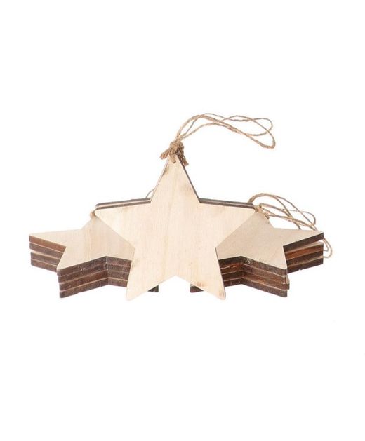 Colgante de Estrella de Madera Natural Ø25Cm. X H7Mm. (5U.)