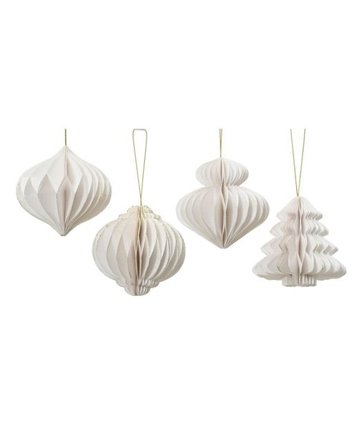 Colgante de Papel Variado Blanco Y Oro Ø8 X H8Cm. (16U.)