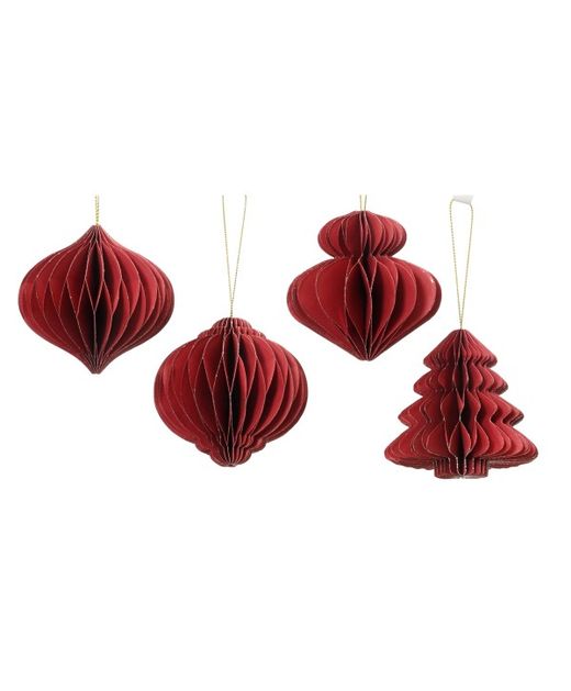 Colgante de Papel Variado Rojo Y Oro Ø8 X H8Cm. (16U.)
