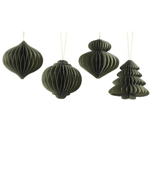 Colgante de Papel Variado Verde Y Oro Ø8 X H8Cm. (16U.)