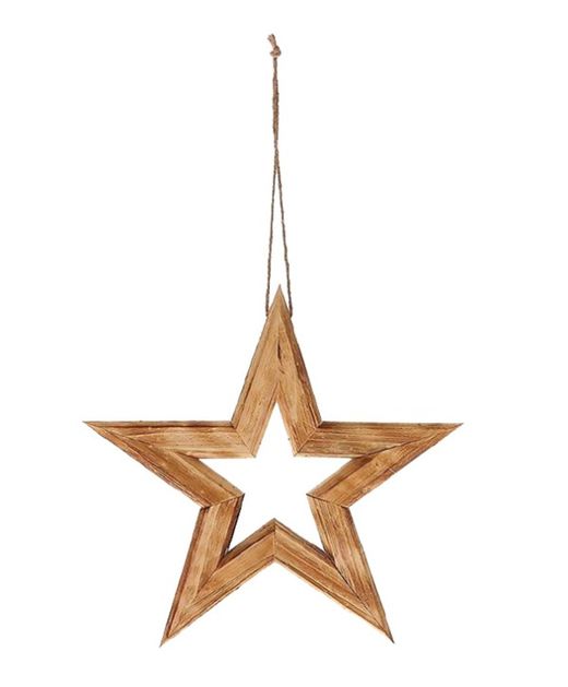 Colgante Estrella de Madera Natural Ø34 X H35Cm.