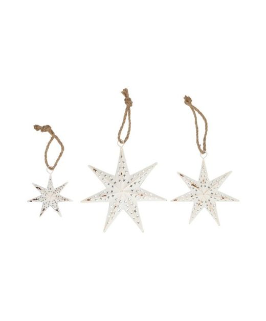 Colgante Estrella de Metal Blanco Con Agujeritos 23 X 24 X H6Cm. (3U.)