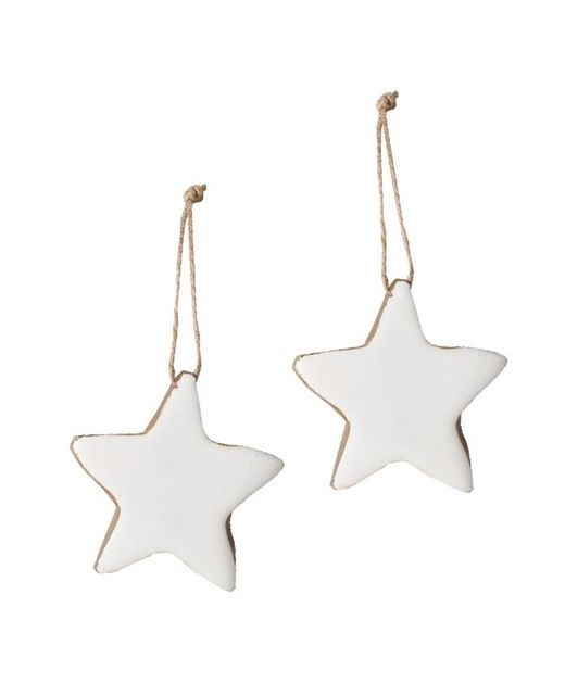 Colgante Estrella "Frosa" de Madera de Mango Blanco 5X1,75Xh5Cm.