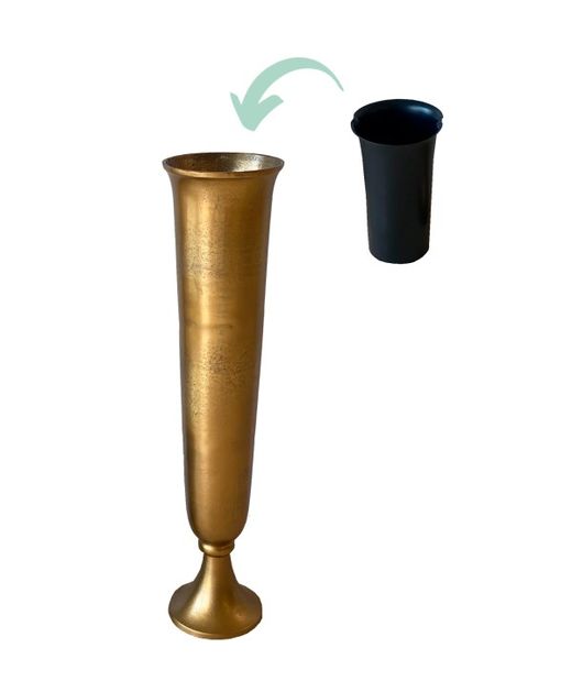Copa de Metal Oro Con Pote Negro Interior Extraíble Ø17 X H 93Cm.