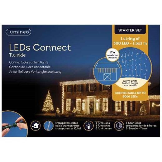 Cortina De Luces Conectables Warm White 150 X H300Cm. (300 Led)