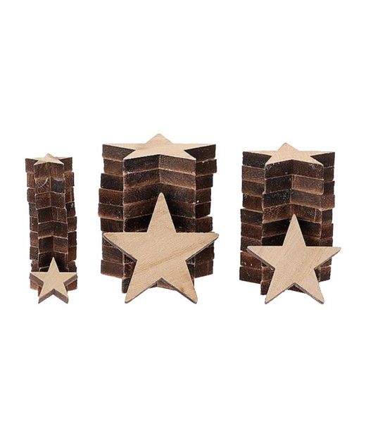 Estrella de Madera Natural Ø2,5 Ø4,5 Ø6Cm. (Set 30U.)