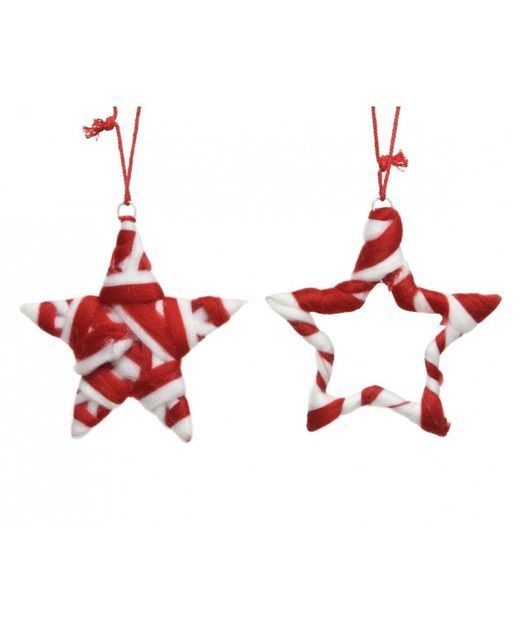 Estrella de Rayas Rojas Y Blancas Ø15 X H1,5Cm. (Set 2U.)