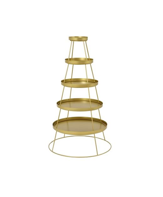Expositor Circular de 5 Pisos Dorado Ø70 X H 124Cm.