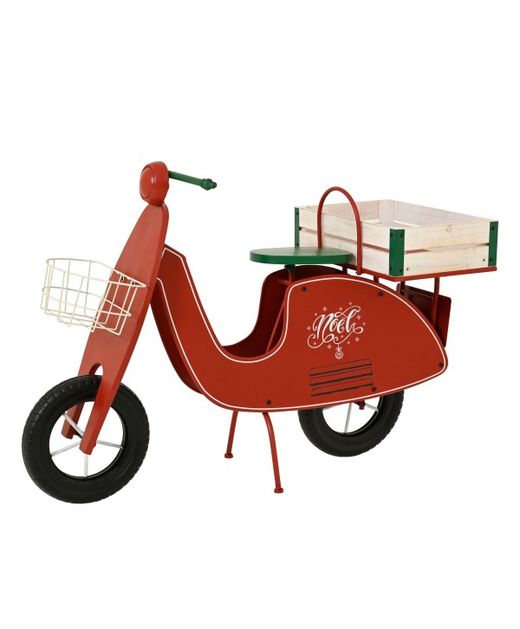 Figura Moto de Metal Santa Claus Roja 111 X 46 X H 75Cm.