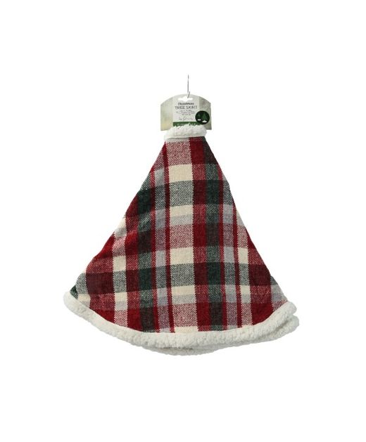 Funda Para Pie Árbol Con Cuadro Blanco Gris Y Rojo 40 X 17 X H0,5Cm.