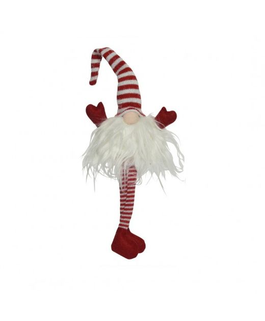 Gnomo A Rayas Blanco Y Rojo Con Luz Led 11 X 17 X H51Cm.