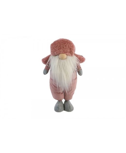 Gnomo de Pie Rosa Con Sombrero Y Barba 24 X 15 X H43Cm.
