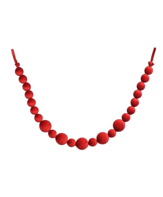 Guirnalda Artificial Bolas de Terciopelo Rojas Ø 8 X H 150Cm.