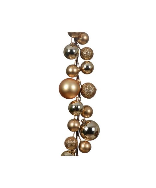 Guirnalda Artificial Bolas Oro Brillante Mate Y Glitter 6 X 6 X H180Cm.