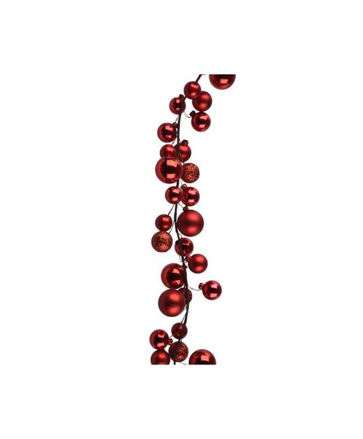 Guirnalda Artificial Bolas Rojas Brillante Mate Y Glitter 6X6Xh180Cm.
