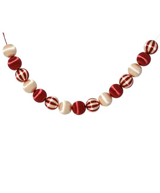 Guirnalda Artificial Bolas Seda Y Borla Rojo Y Marrón Ø10Cm. (6U.)