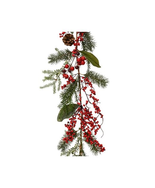 Guirnalda Artificial de Pino Con Berries Rojos 9 X 15 X H176Cm.