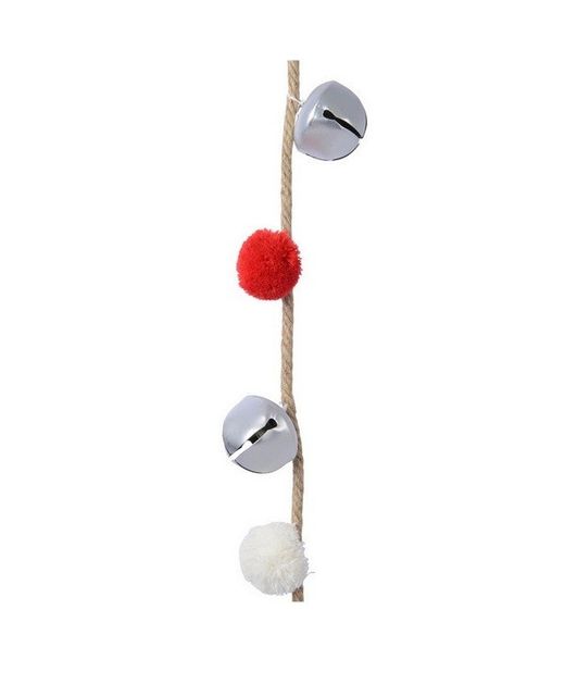 Guirnalda Cascabel Con Pompón Blanco Y Rojo 150Cm