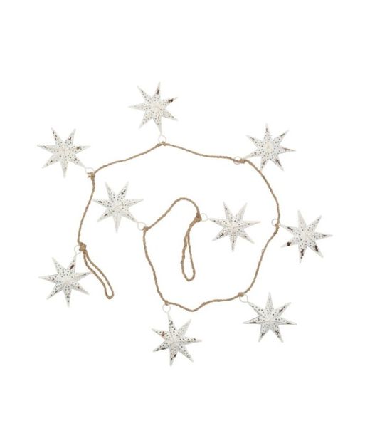 Guirnalda Estrella de Metal Blanca Con Agujeritos 182 X 3 X H13,5Cm.