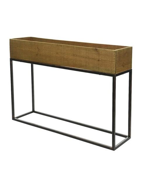 JARDINERA MADERA NATURAL PIE HIERRO Set 2u