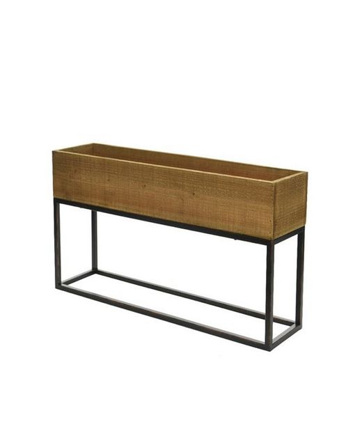 JARDINERA MADERA NATURAL PIE HIERRO Set 2u