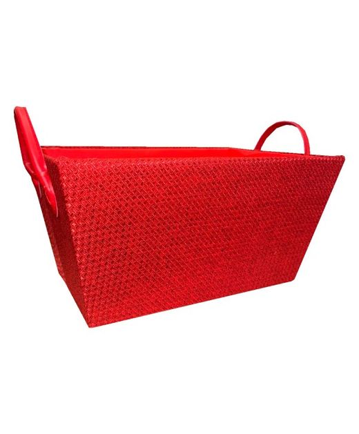 Jardinera Rígida Con Acabado Textil de Rojo Y 2 Asas 33 X 23 X H17Cm.
