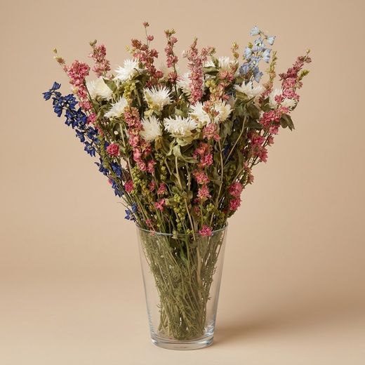 Vase en carthame et delphinium séché