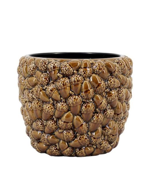 Jarrón de Ceràmica "Bellotas" Marrón Ø18 X H16Cm.