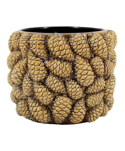 Jarrón de Ceràmica "Piñas" Marrón Ø16 X H14Cm.